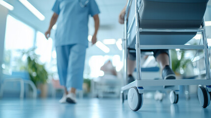 Geriatric physiotherapy session with a therapist assisting mobility-challenged elderly