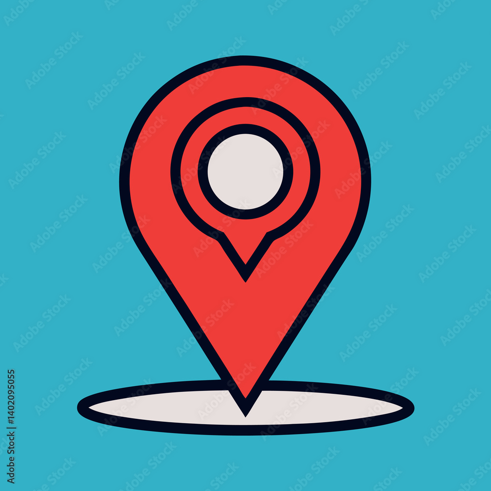 Poster gps navigation-illustration-whit-solid-colour-outline.