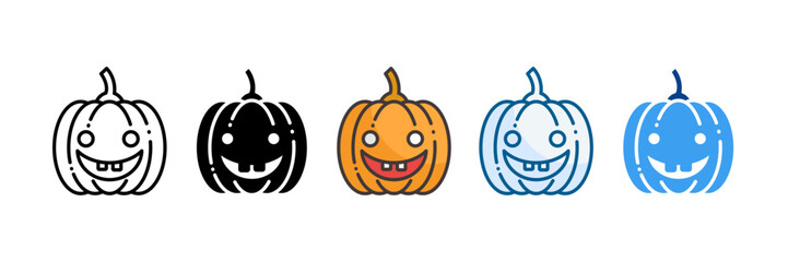 Pumpkin Icon Set Multiple Style Collection