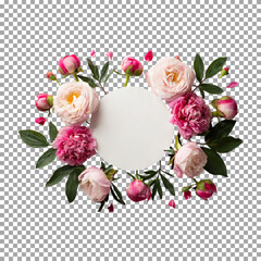 Charming Peony Bouquet with Circular Center on transparent background, png, psd
