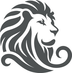 Right side view angel lion face silhouette vector.