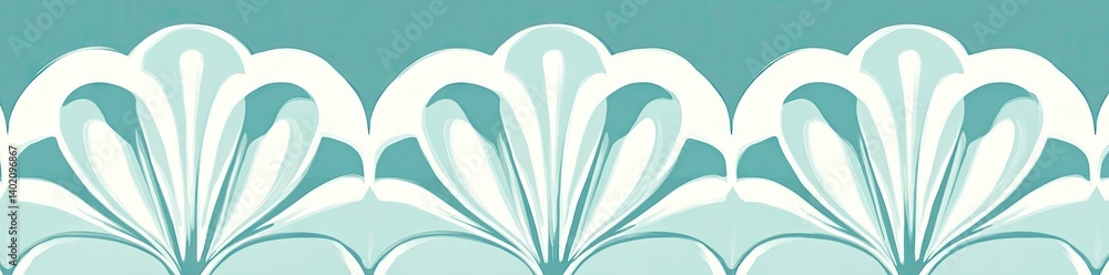 Poster abstract pattern featuring a repetitive design of rounded shapes in soothing turquoise and cream col