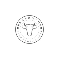 cow head line art concept logo design vector template