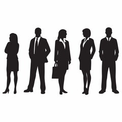 Powerful business team silhouette strong leadership confident professionals black and white image