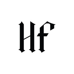 HF monogram logo design letter text name symbol monochrome logotype alphabet character simple logo