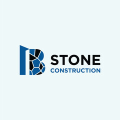 Fototapeta premium letter B stone Build concept logo design vector template