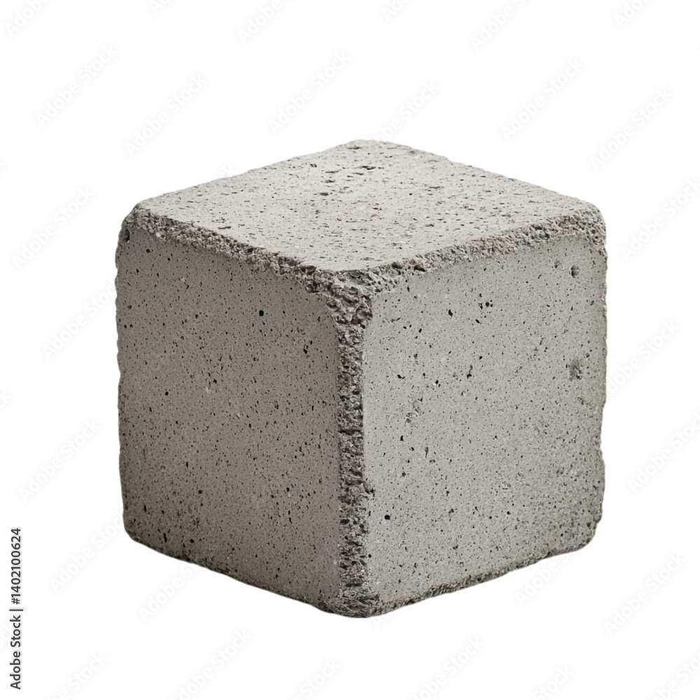 Poster a rough gray cube a solid concrete block