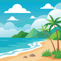 Realistic beach background social media template 