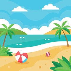 Fototapeta na wymiar Realistic beach background social media template 