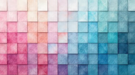 Colorful gradient mosaic wall featuring blue and pink tiled patterns. trending colors spring summer 2025