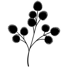 A soft vector silhouette of a mimosa flower, with fluffy
