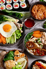 Various Korean Home-style Side Dishes. Asian food concept.