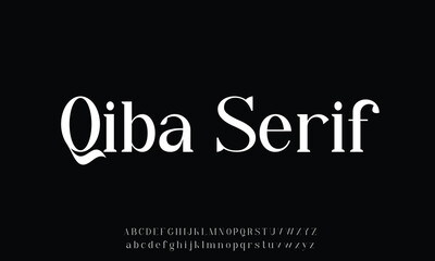 Qiba Serif  vector font alphabet with numbers