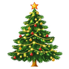 Fototapeta premium Festive Christmas Tree Sparkling Lights Joyful Holiday