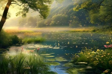 Fototapeta premium morning on the lake