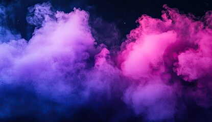 Colorful smoke swirls against a dark background