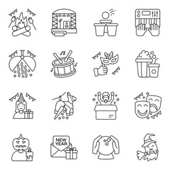 Pack of Birthday Party Line Icon

