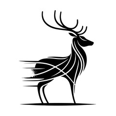 Fototapeta premium Graphic style deer, black and white, nature logo design