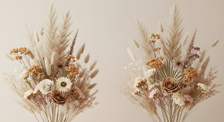 Minimalist Dried Flower Background with Neutral Tones