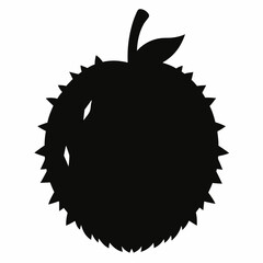 Durian silhouette in black on a white background