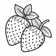 strawberry line art vector on white background