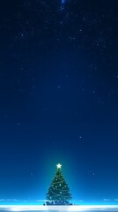Naklejka premium Christmas Tree Night Sky