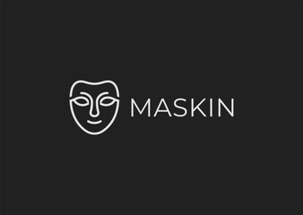 Minimalist mask logo with sleek mysterious form