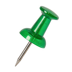 Green push pin isolated on transparent background