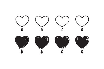 Set of 6 pec in two row  Bleeding Heart_ line art on white background