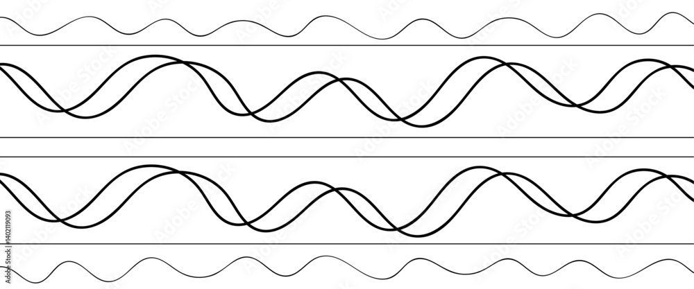 Poster abstract wave lines on white background. set of many waves lines background. abstract horizontal wav