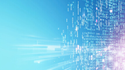Fototapeta premium Digital binary code on blue gradient background