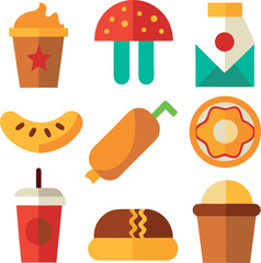 fast food icons set