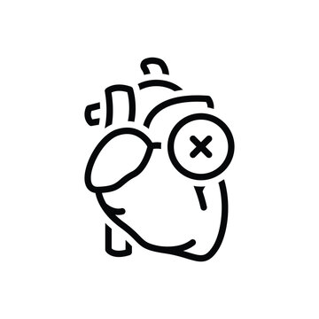 Black line icon for heart failure