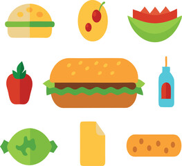 fast food icons set