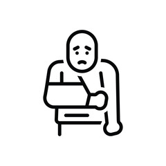 Black line icon for bone fracture