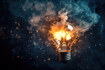 Lightbulb ignites, sparks fly