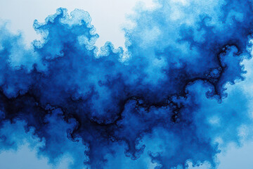 Obraz premium Mesmerizing Ink Swirls: Abstract Photography of Silver & Deep Sky Blue in Water