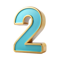 Naklejka premium Teal 2 Gold Number Stock Image