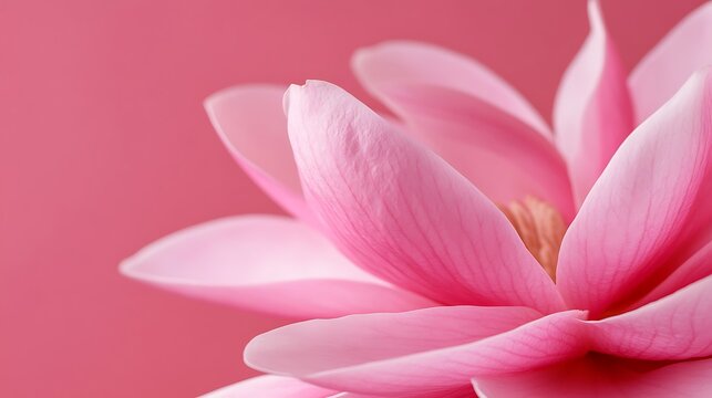 Close Up Pink Magnolia Blossom Soft Petals Floral Photography