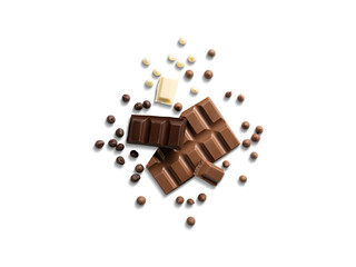 chocolate with coffee beans on transparent background