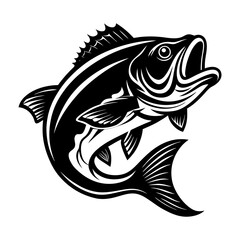 Artistic black and white illustration of a fish capturing intricate details
