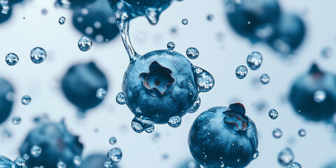 blueberry with water splash