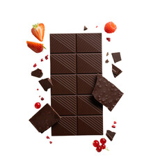 chocolate bar with chocolate on transparent background 