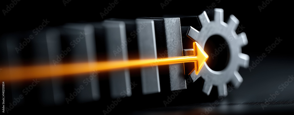 Poster efficient gears symbolize speed and sales growth in dynamic environment showcasing innovation and pr