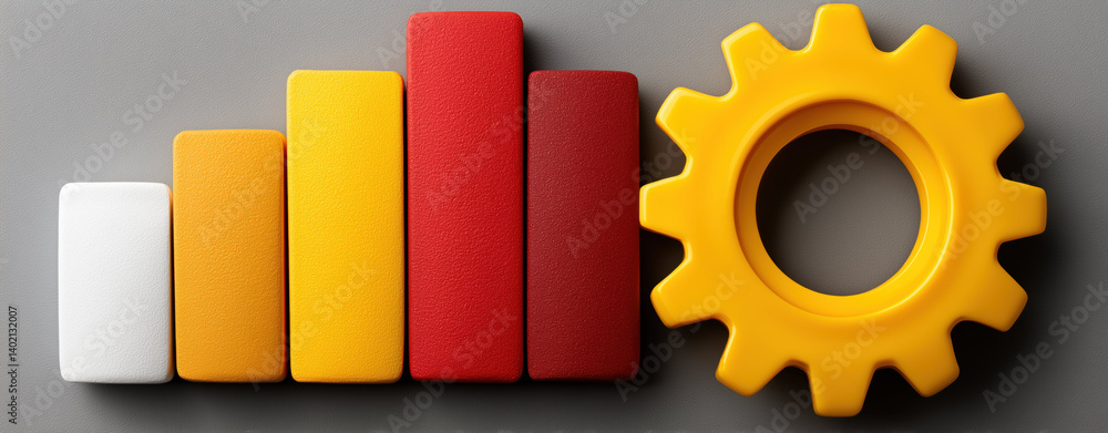 Poster boost sales and efficiency with speed through this vibrant gear and bar graph design showcasing grow