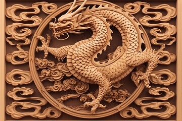 Carved Dragon Panel Art