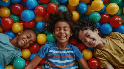 Fototapeta na wymiar The kids in ball pit