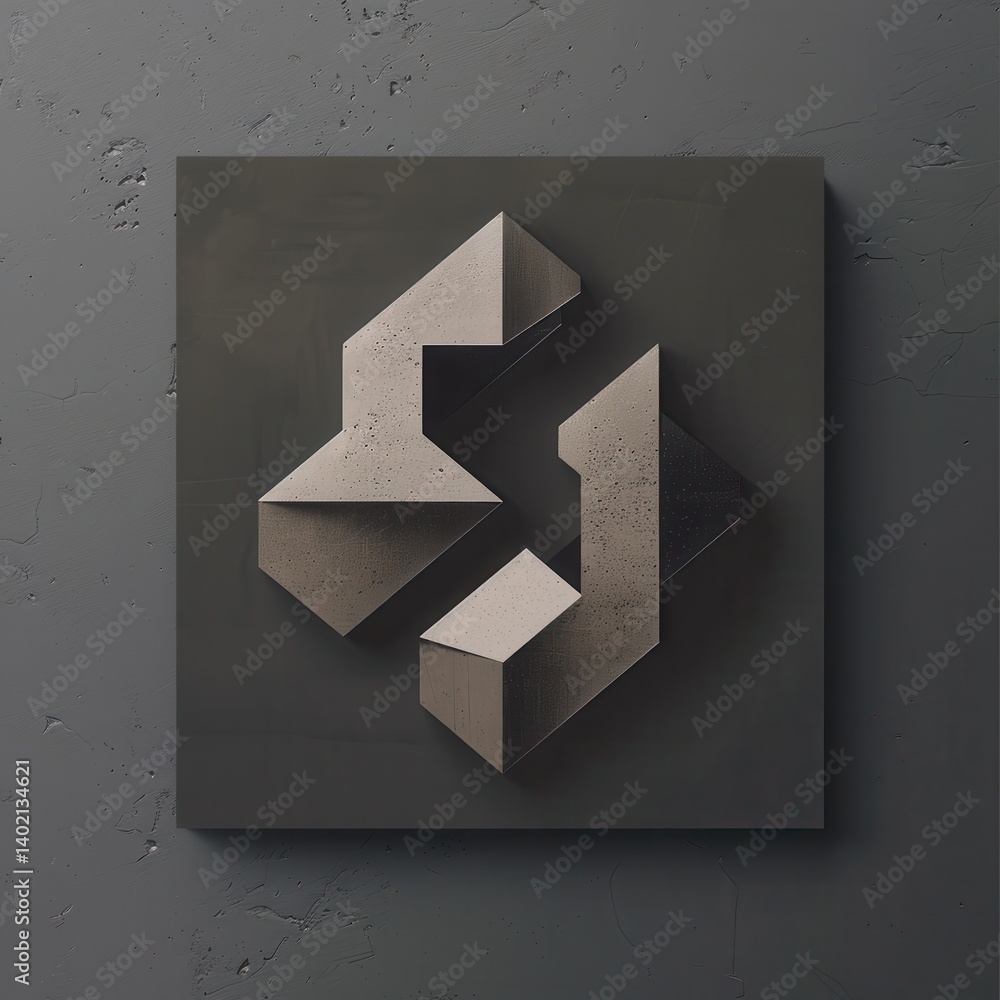 Poster modern architecture firm logo with 3d geometric cubic design element