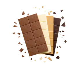 chocolate bar with chocolate on transparent background 