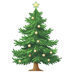 Fototapeta premium Festive Christmas tree decorated with ornaments and a star a joyful winter holiday symbol